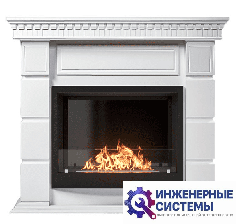 Каминокомплект: Биокамин Firelight BFP/P-2520, портал Elegante 25 белый