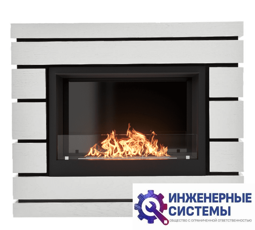 Каминокомплект: Биокамин Firelight BFP/P-2520, портал Moderno 25 шпон белый дуб