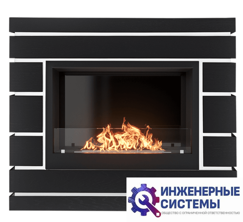 Каминокомплект: Биокамин Firelight BFP/P-2520, портал Moderno 25 шпон чёрный дуб