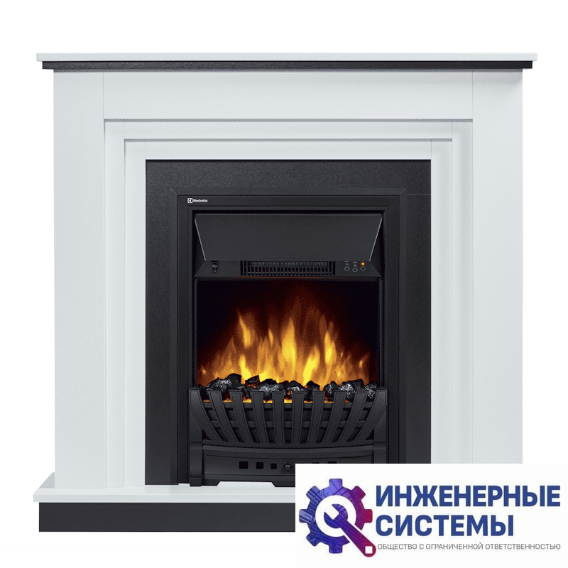 Каминокомплект: Очаг Electrolux Classic EFP/P-1020LS, портал Grado Classic белый с черным
