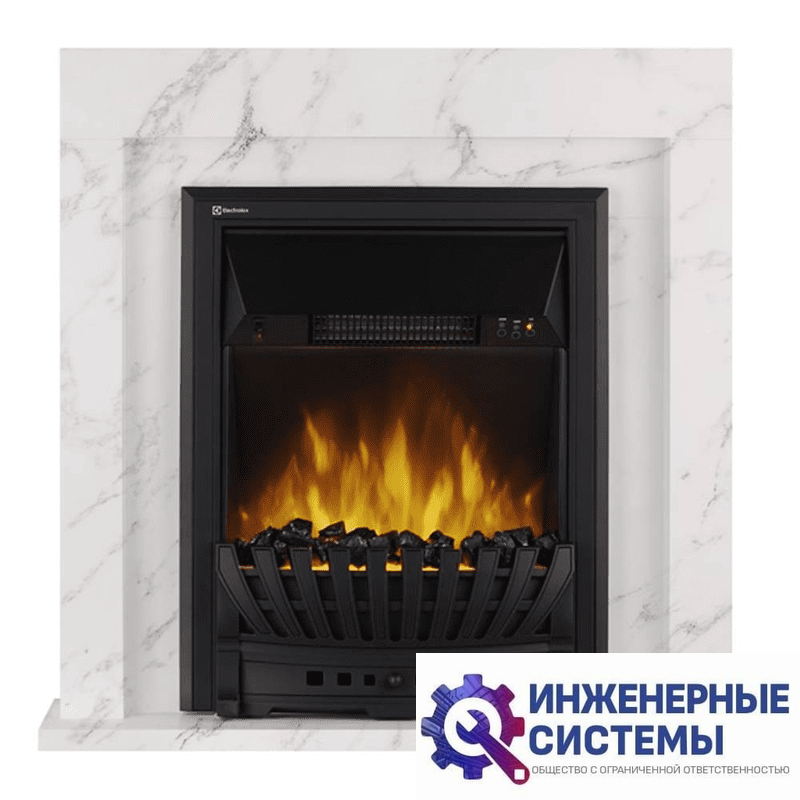 Каминокомплект: Очаг Electrolux EFP/P-1020LS, портал Simple Classic белый мрамор