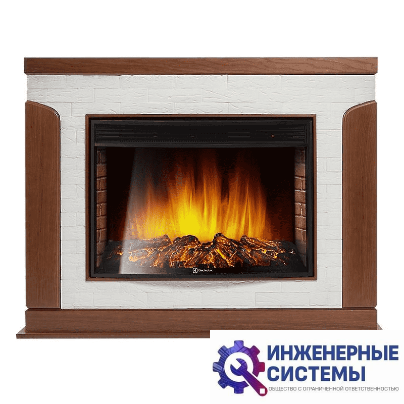 Каминокомплект: очаг Electrolux EFP/P-3020LS, портал Prestigio 30 камень белый, шпон дуб