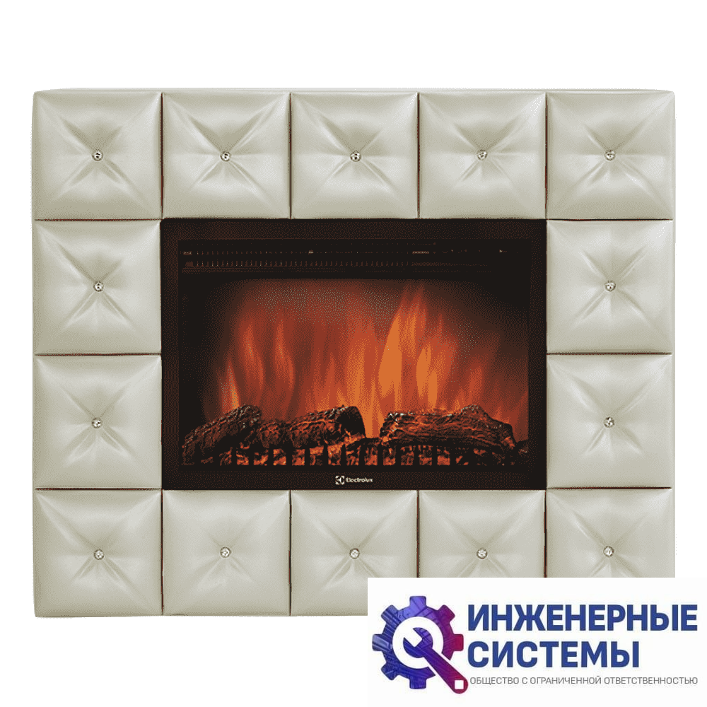 Каминокомплект: Очаг Electrolux EFP/P-3020LS с порталом Firelight Crystal 30 светлая экокожа