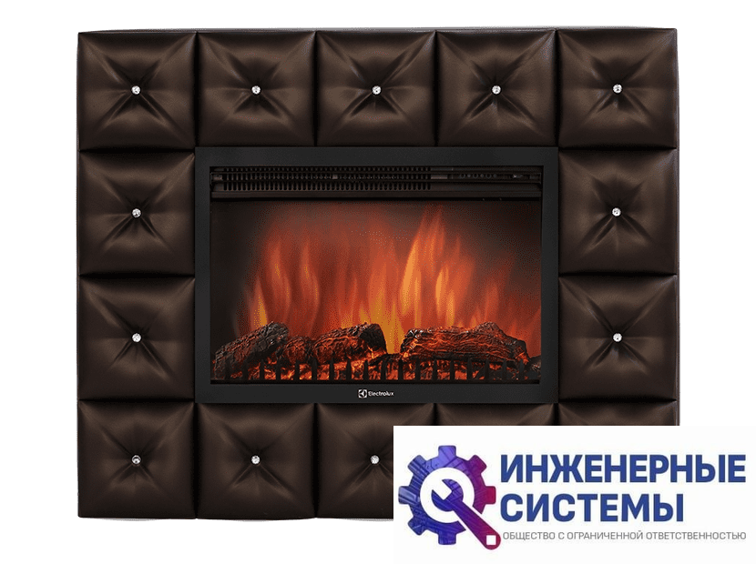 Каминокомплект: Очаг Electrolux EFP/P-3020LS с порталом Firelight Crystal 30 тёмная экокожа