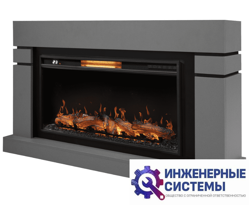 Каминокомплект: Очаг Electrolux EFP/P-4220LS, портал Lindos 42/40/36, светло-серый, р/в