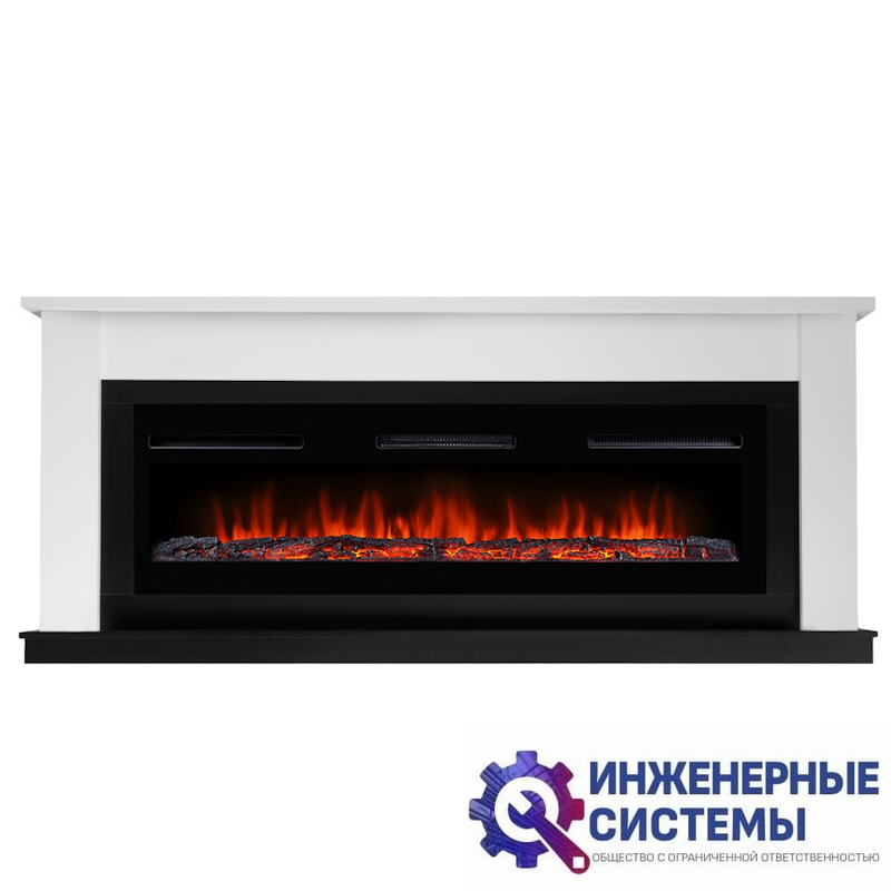 Каминокомплект: Очаг Electrolux Infinity EFP/P-1600ULS, портал Canto Long белый с черным