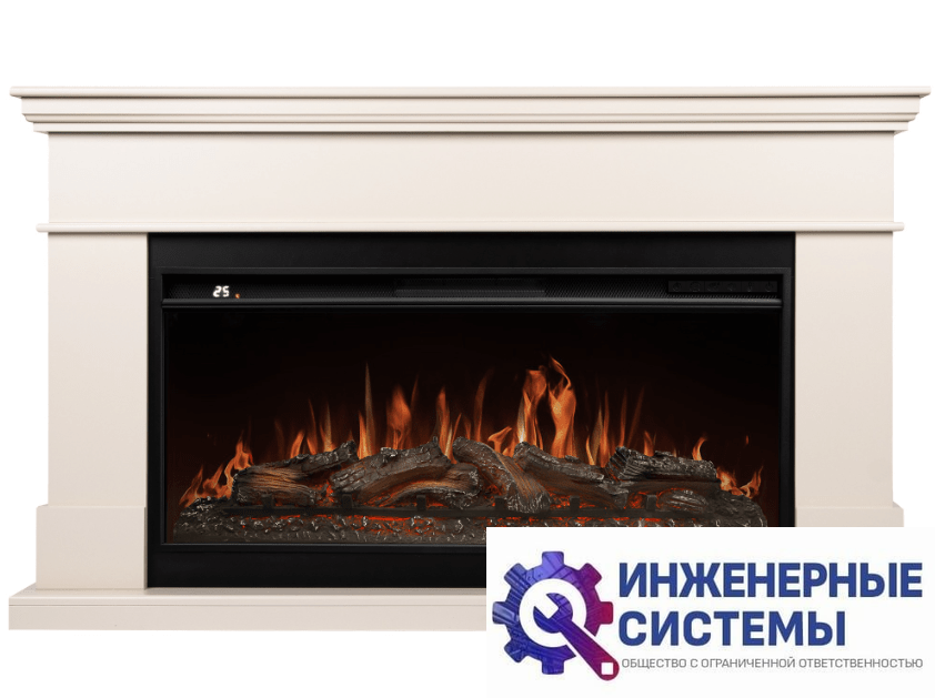 Каминокомплект: Очаг Royal Thermo Aurora RTFP/P-AR40LS, портал California 42/40/36, молочный