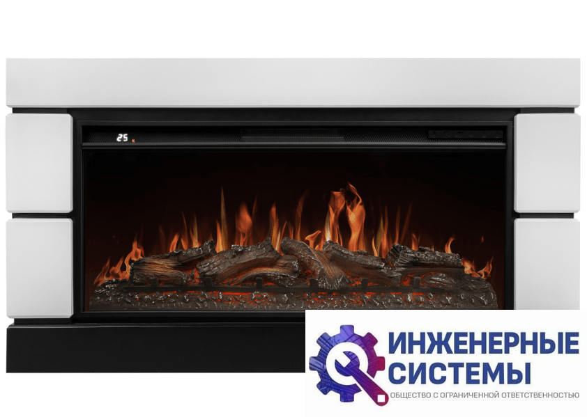 Каминокомплект: Очаг Royal Thermo Aurora RTFP/P-AR40LS, портал Moderno 42/40/36, белый