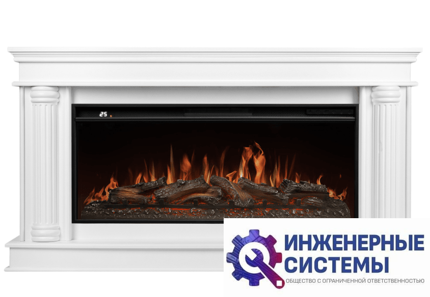 Каминокомплект: Очаг Royal Thermo Aurora RTFP/P-AR40LS, портал Olympia 42/40/36, белый
