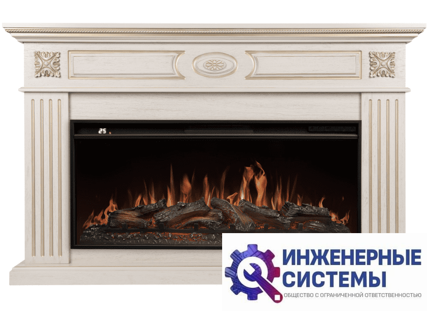 Каминокомплект: Очаг Royal Thermo Aurora RTFP/P-AR40LS, портал Siena 42/40/36, сл. кость с зол. пати