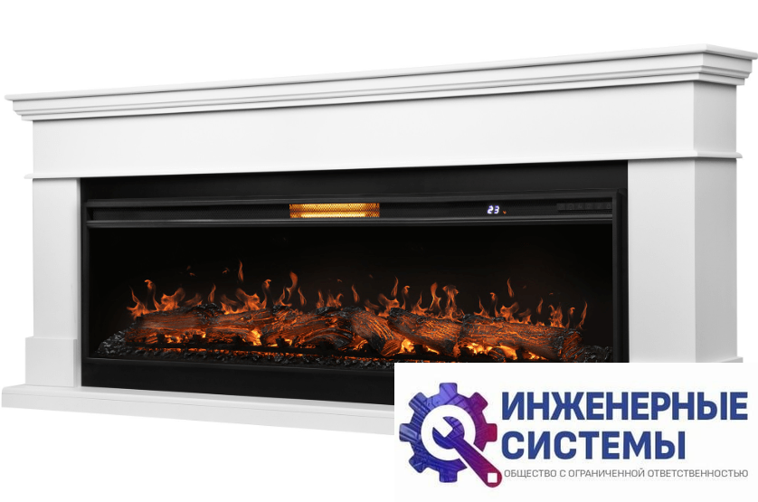 Каминокомплект: Очаг Royal Thermo Aurora RTFP/P-AR60LS, портал California 60 W, белый