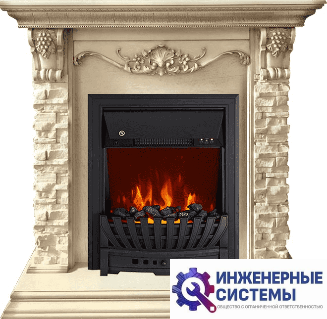 Каминокомплект Royal Flame Adriana Cлоновая кость с очагом Aspen Black