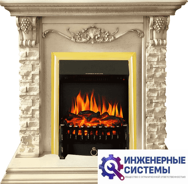 Каминокомплект Royal Flame Adriana Cлоновая кость с очагом Fobos FX Brass