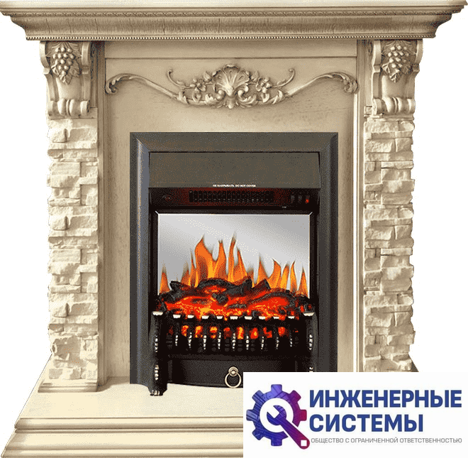 Каминокомплект Royal Flame Adriana Cлоновая кость с очагом Fobos FX M Black