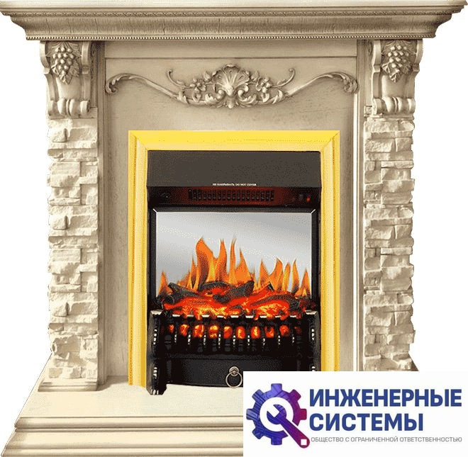 Каминокомплект Royal Flame Adriana Cлоновая кость с очагом Fobos FX M Brass