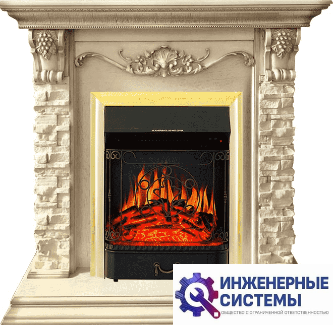 Каминокомплект Royal Flame Adriana Cлоновая кость с очагом Majestic FX Brass