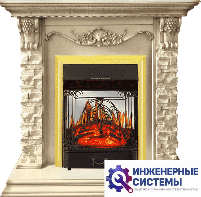 Каминокомплект Royal Flame Adriana Cлоновая кость с очагом Majestic FX M Brass