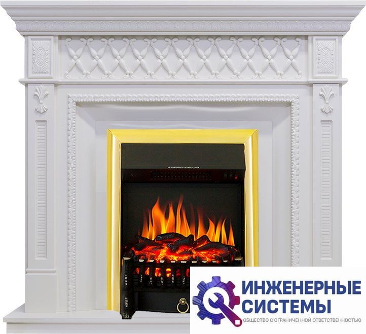 Каминокомплект Royal Flame Alexandria Белый дуб с очагом Fobos FX Brass