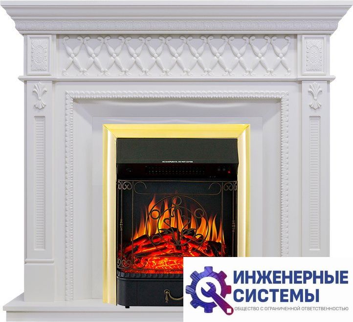 Каминокомплект Royal Flame Alexandria Белый дуб с очагом Majestic FX Brass