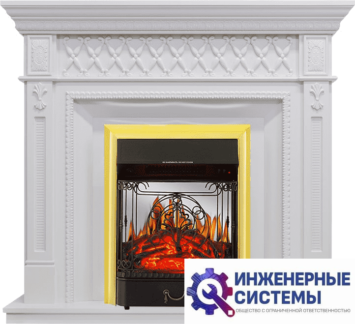 Каминокомплект Royal Flame Alexandria Белый дуб с очагом Majestic FX M Brass