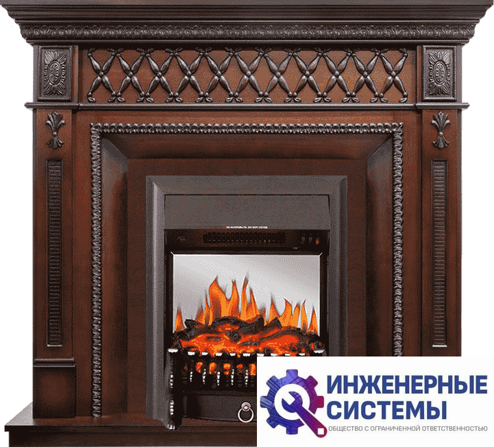 Каминокомплект Royal Flame Alexandria махагон коричневый антик с очагом Fobos FX M Black