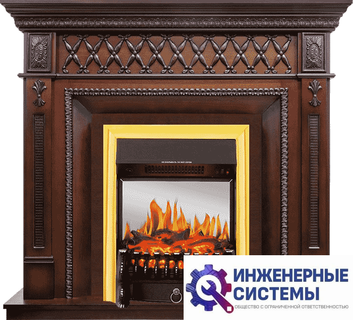 Каминокомплект Royal Flame Alexandria махагон коричневый антик с очагом Fobos FX M Brass