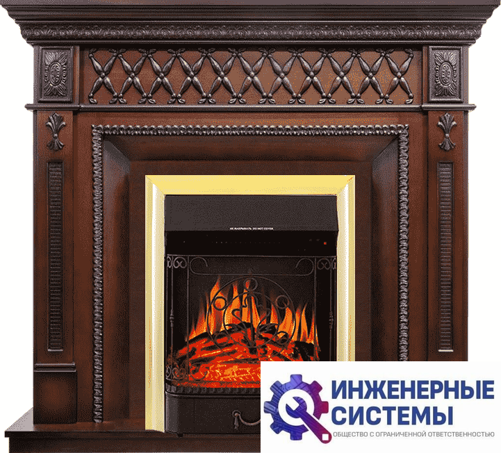 Каминокомплект Royal Flame Alexandria махагон коричневый антик с очагом Majestic FX Brass