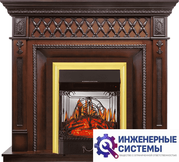 Каминокомплект Royal Flame Alexandria махагон коричневый антик с очагом Majestic FX M Brass