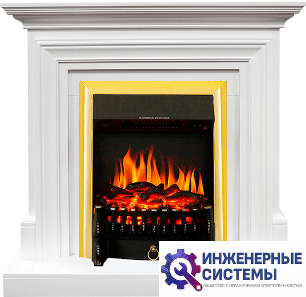 Каминокомплект Royal Flame Bradford Белый с очагом Fobos FX Brass