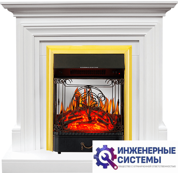 Каминокомплект Royal Flame Bradford Белый с очагом Fobos FX M Brass
