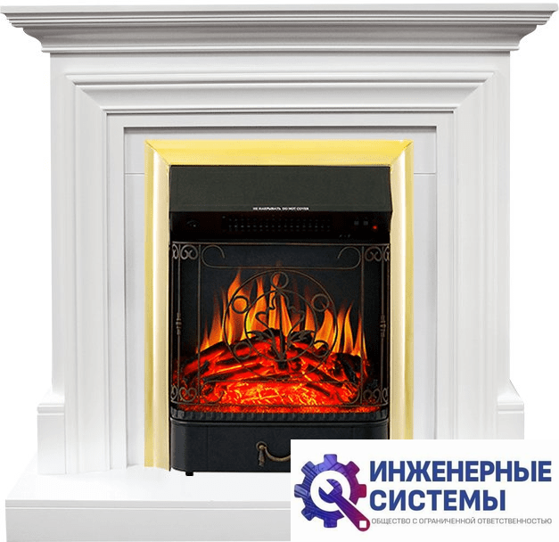 Каминокомплект Royal Flame Bradford Белый с очагом Majestic FX Brass