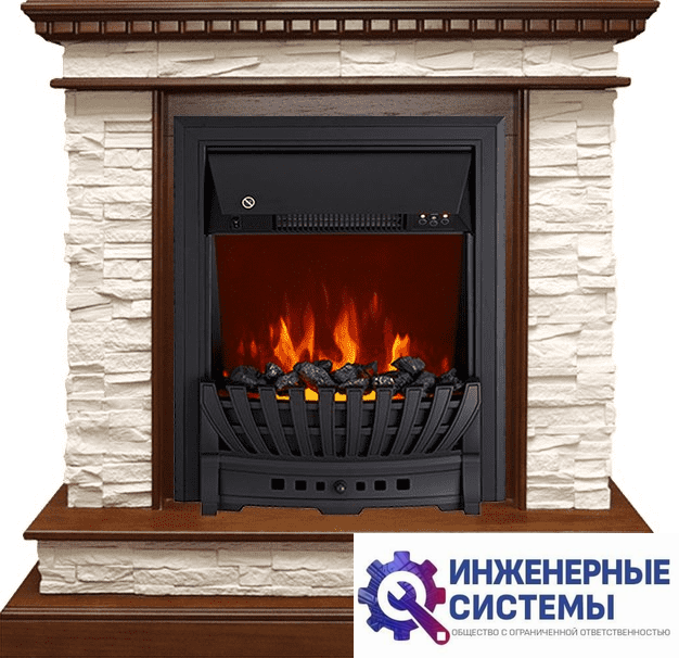 Каминокомплект Royal Flame Calgary Дуб/Сланец белый с очагом Aspen Black