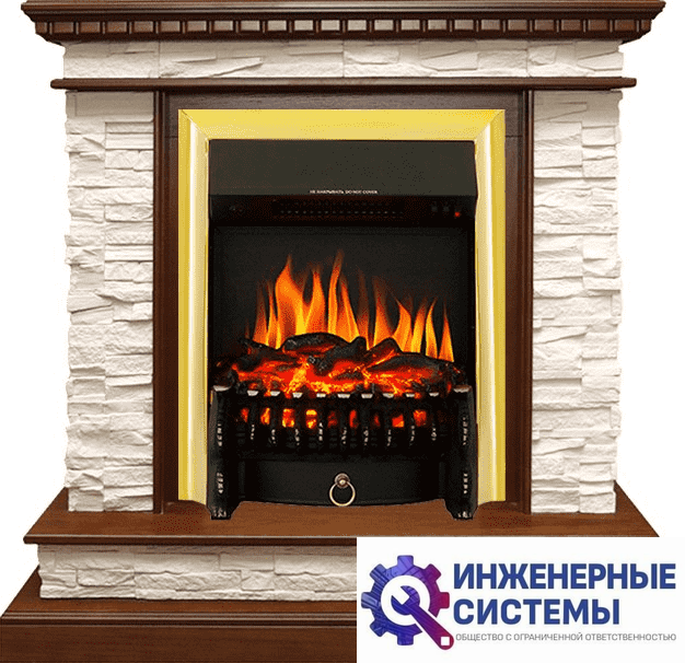 Каминокомплект Royal Flame Calgary Дуб/Сланец белый с очагом Fobos FX Brass