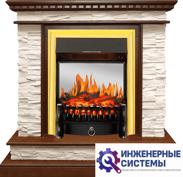 Каминокомплект Royal Flame Calgary Дуб/Сланец белый с очагом Fobos FX M Brass