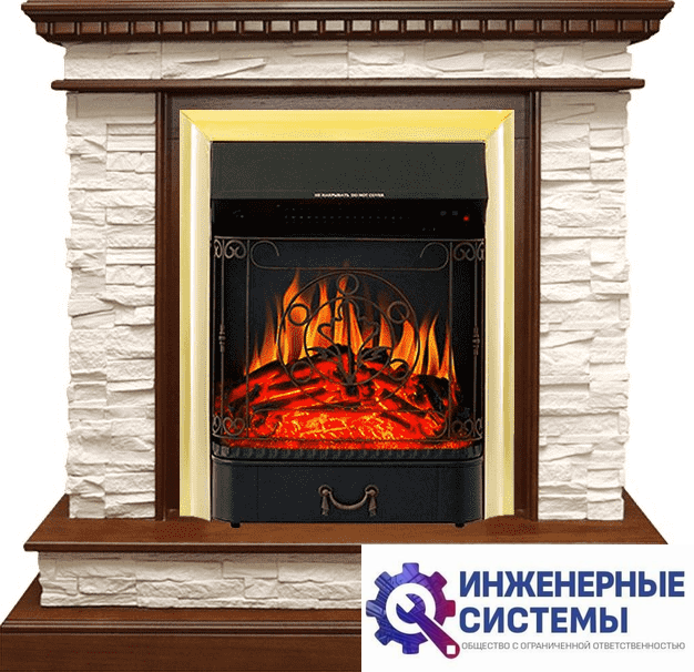 Каминокомплект Royal Flame Calgary Дуб/Сланец белый с очагом Majestic FX Brass