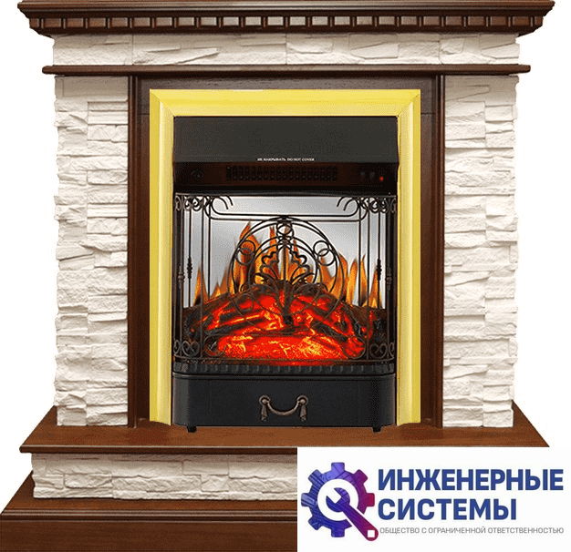 Каминокомплект Royal Flame Calgary Дуб/Сланец белый с очагом Majestic FX M Brass