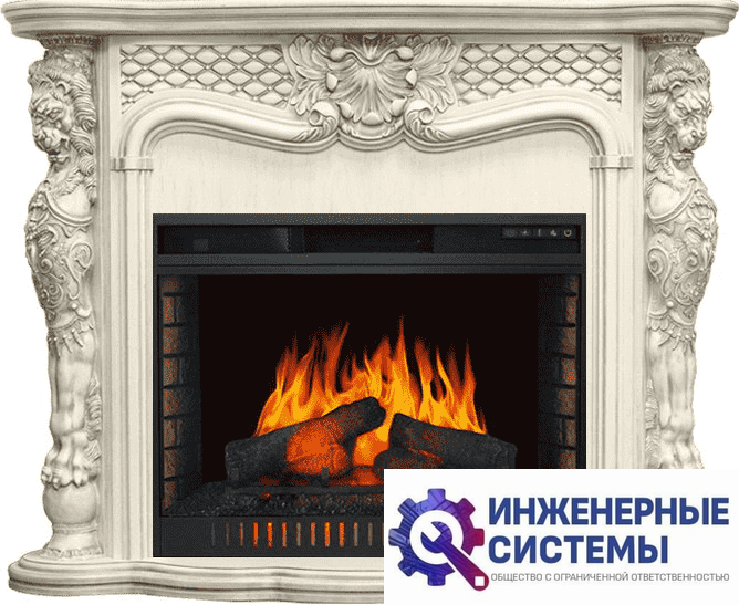 Каминокомплект Royal Flame Castle Слоновая кость с патиной с очагом Vision 30 EF LED FX