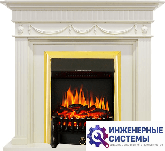 Каминокомплект Royal Flame Corfu Слоновая кость с очагом Fobos FX Brass