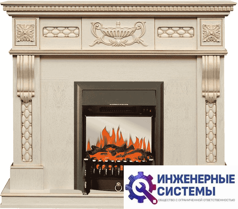Каминокомплект Royal Flame Corsica Слоновая кость с патиной с очагом Fobos FX M Black
