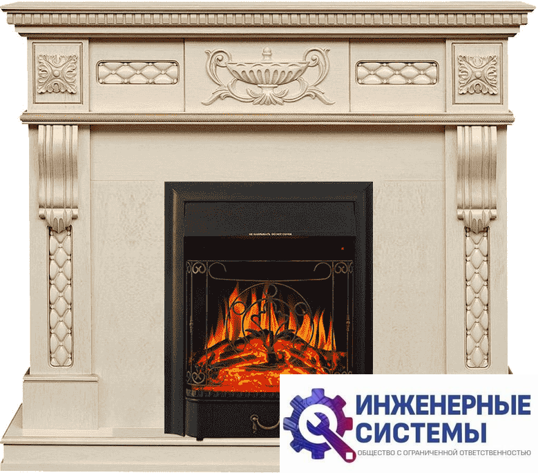 Каминокомплект Royal Flame Corsica Слоновая кость с патиной с очагом Majestic FX Black