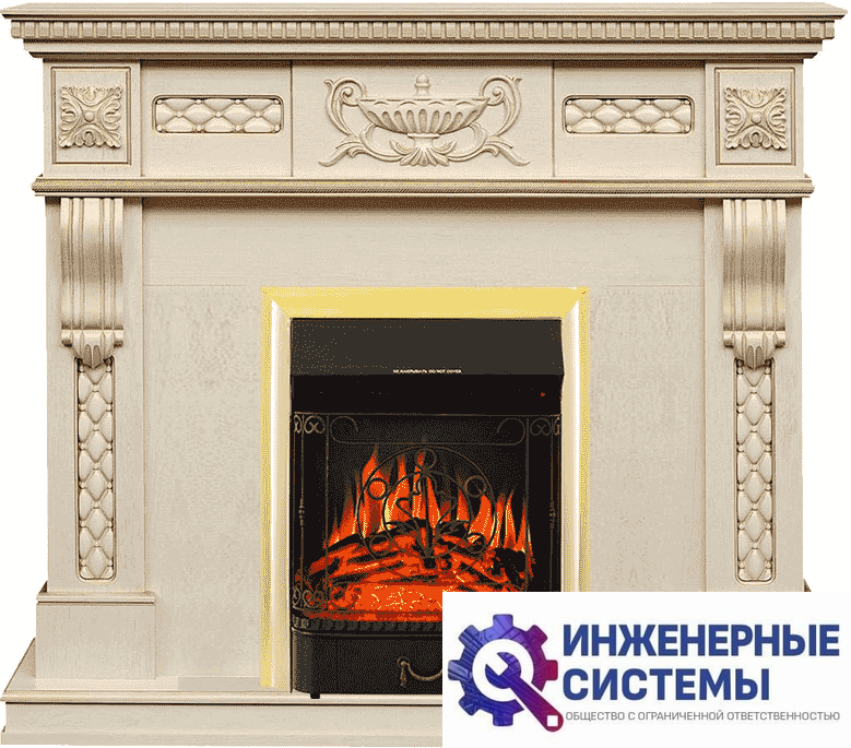 Каминокомплект Royal Flame Corsica Слоновая кость с патиной с очагом Majestic FX Brass