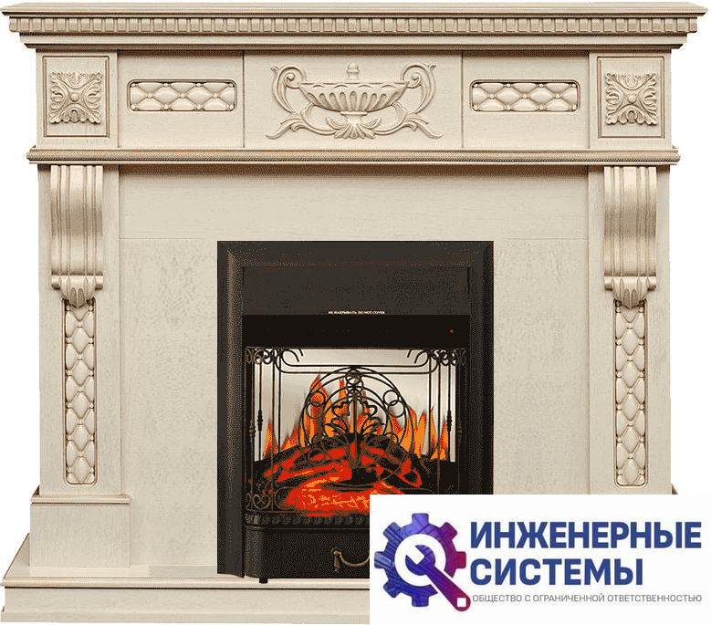 Каминокомплект Royal Flame Corsica Слоновая кость с патиной с очагом Majestic FX M Black