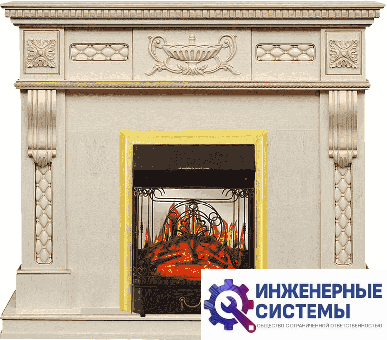 Каминокомплект Royal Flame Corsica Слоновая кость с патиной с очагом Majestic FX M Brass