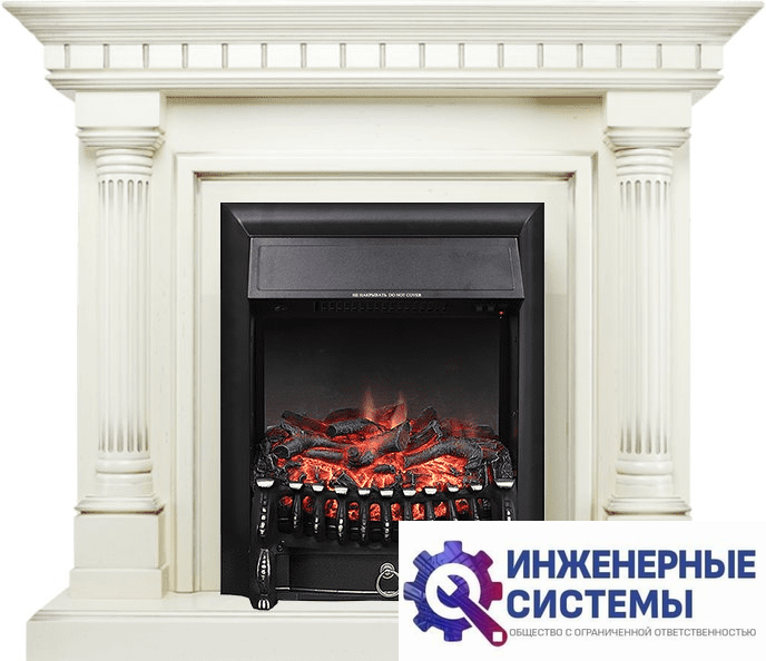 Каминокомплект Royal Flame Dallas Слоновая кость с патиной с очагом Fobos FX Black