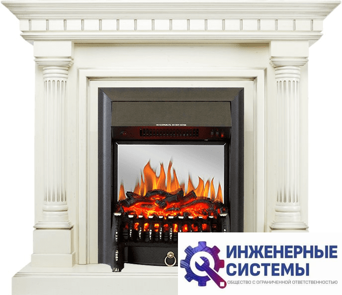 Каминокомплект Royal Flame Dallas Слоновая кость с патиной с очагом Fobos FX M Black