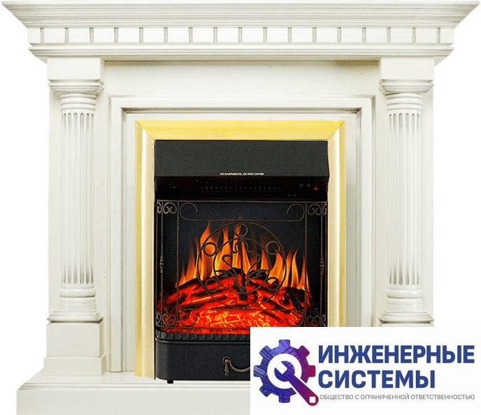 Каминокомплект Royal Flame Dallas Слоновая кость с патиной с очагом Majestic FX Brass