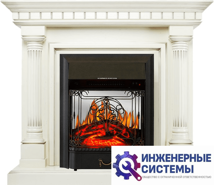 Каминокомплект Royal Flame Dallas Слоновая кость с патиной с очагом Majestic FX M Black