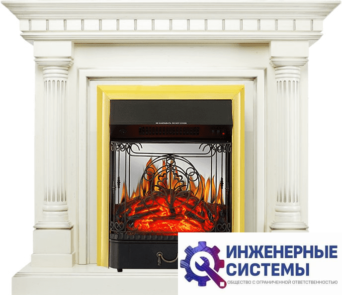 Каминокомплект Royal Flame Dallas Слоновая кость с патиной с очагом Majestic FX M Brass