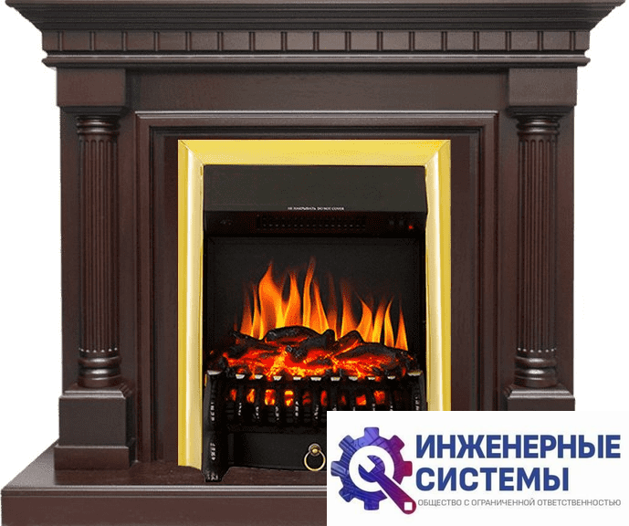 Каминокомплект Royal Flame Dallas Темный дуб с очагом Fobos FX Brass