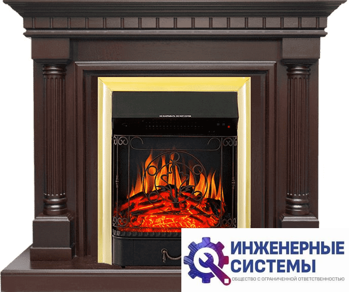 Каминокомплект Royal Flame Dallas Темный дуб с очагом Majestic FX Brass
